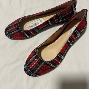 Alex Marie Red and Black Plaid Flats